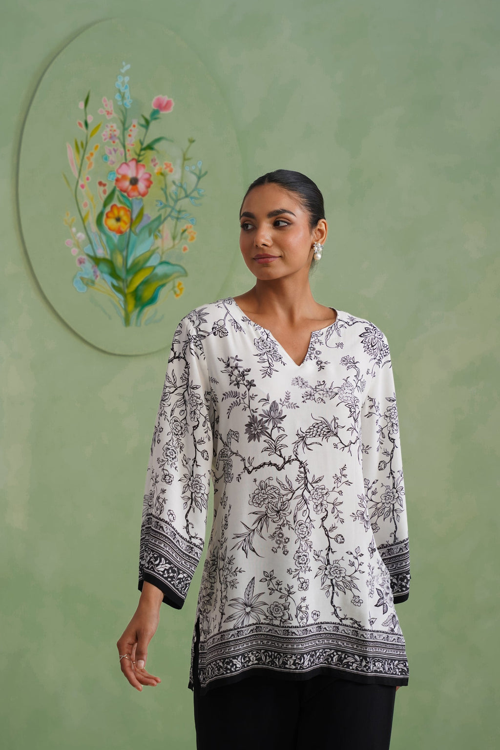 Midnight Noir Botanical Printed Co-ord Set
