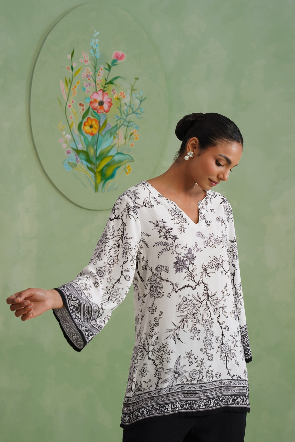 Midnight Noir Botanical Printed Co-ord Set
