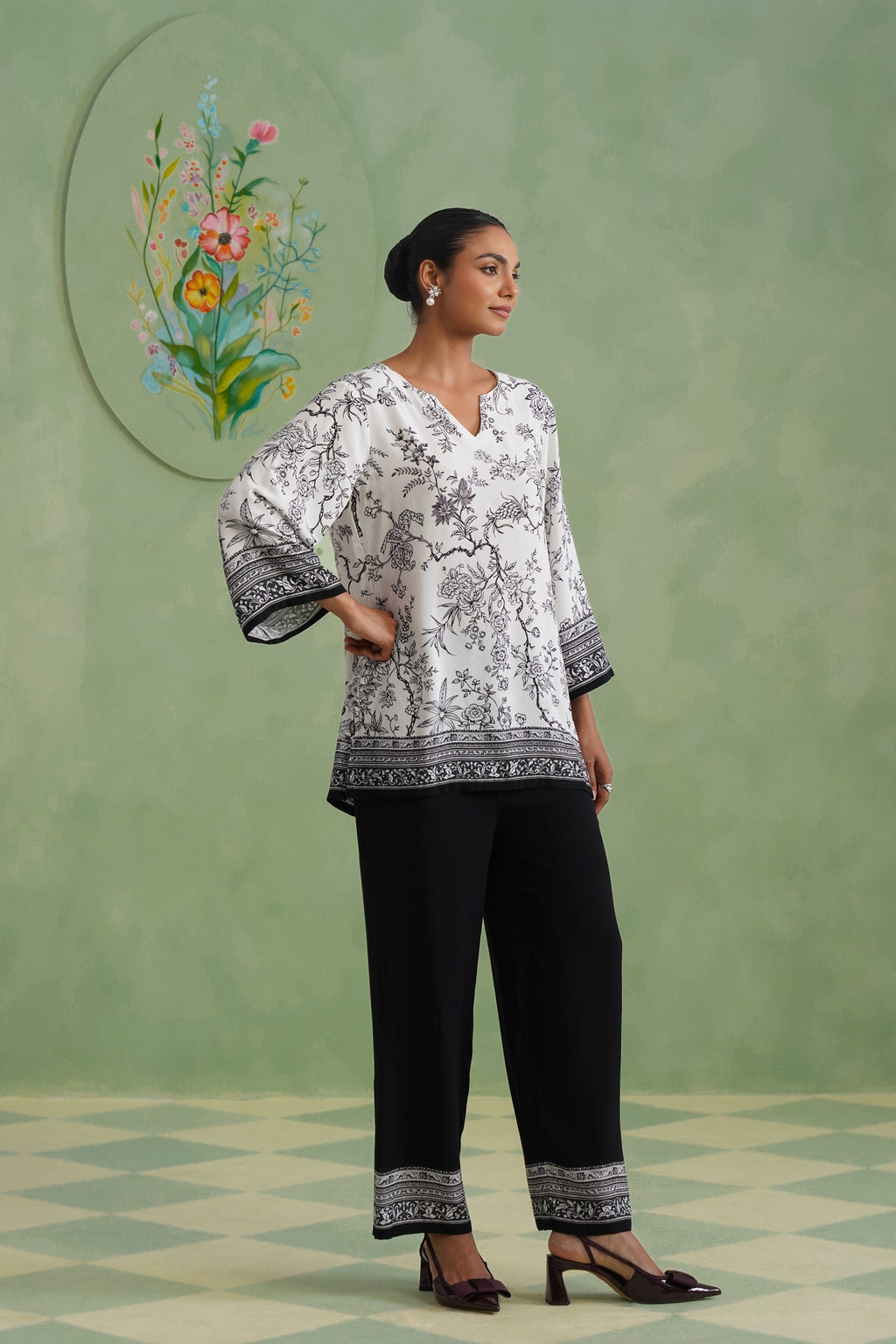 Midnight Noir Botanical Printed Co-ord Set