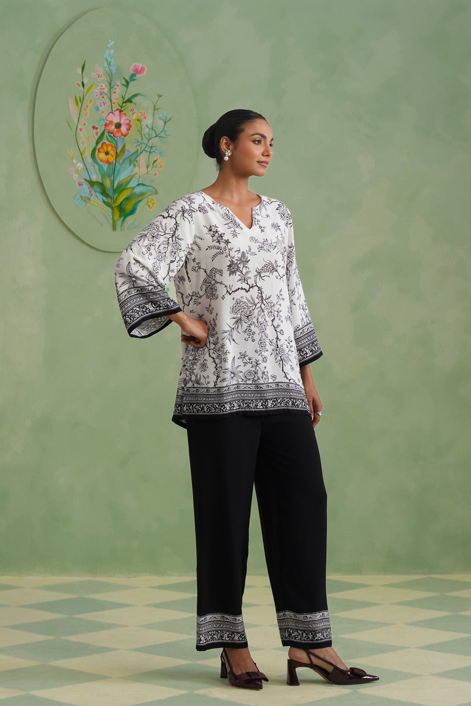Midnight Noir Botanical Printed Co-ord Set