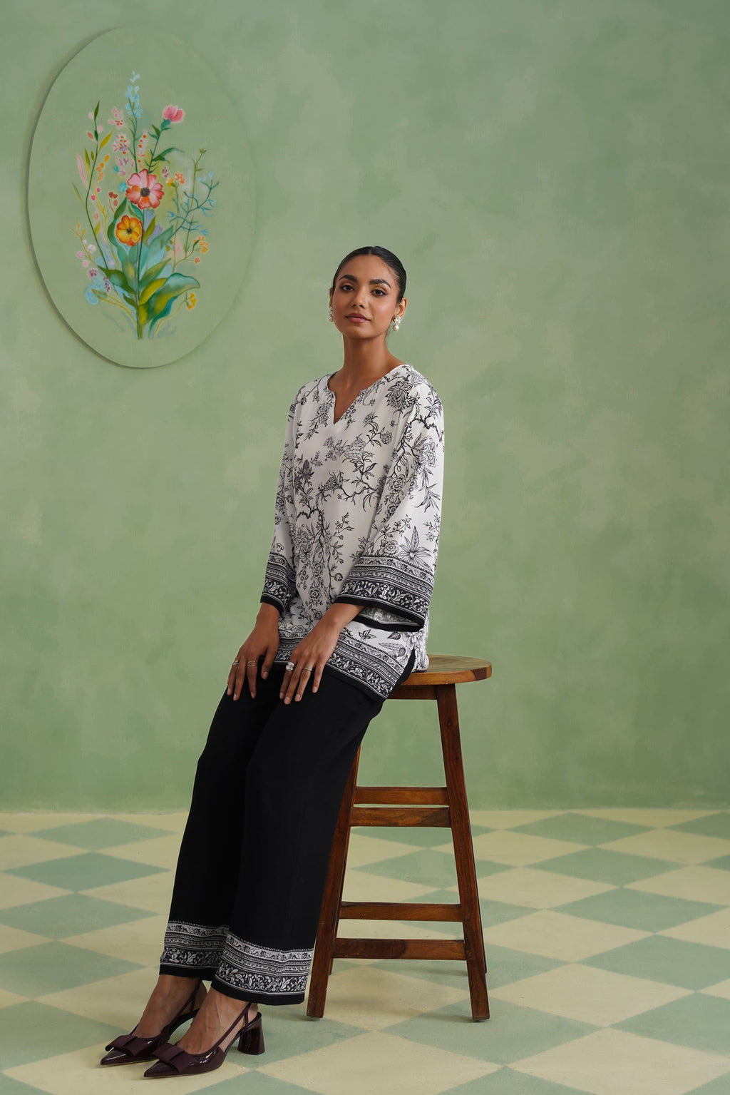 Midnight Noir Botanical Printed Co-ord Set