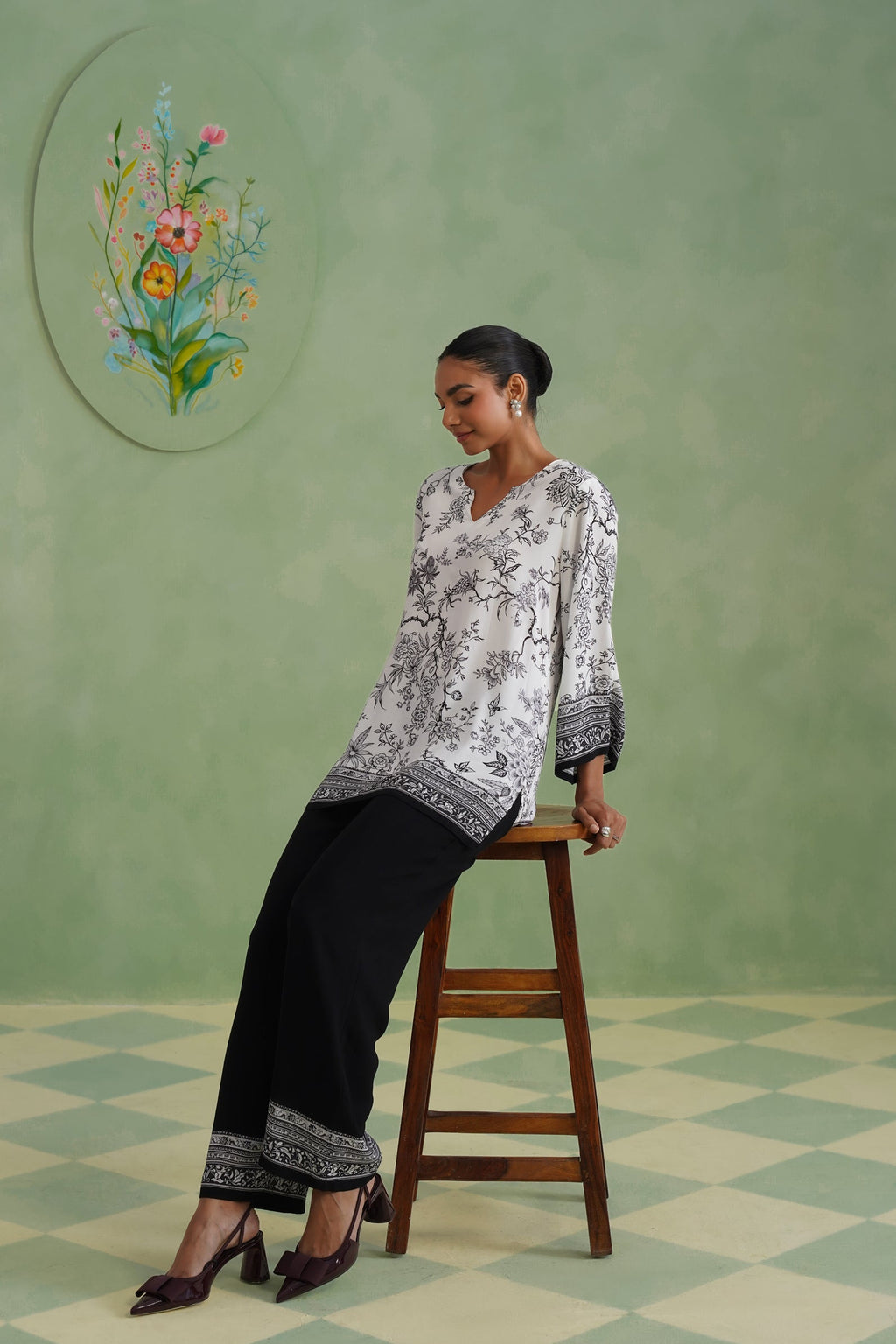 Midnight Noir Botanical Printed Co-ord Set
