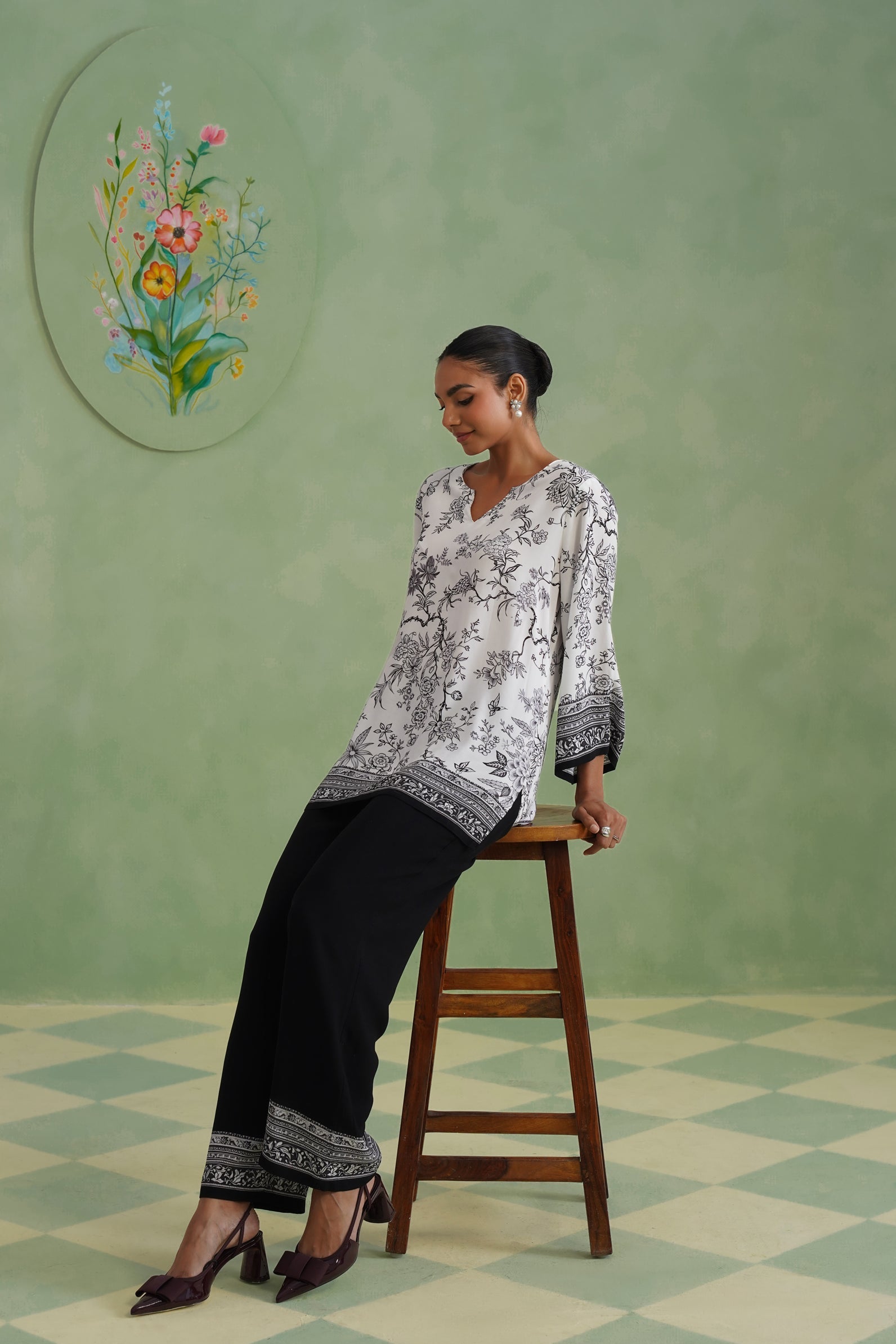 Midnight Noir Botanical Printed Co-ord Set