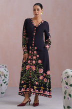 Black Floral Printed Maxi Dress