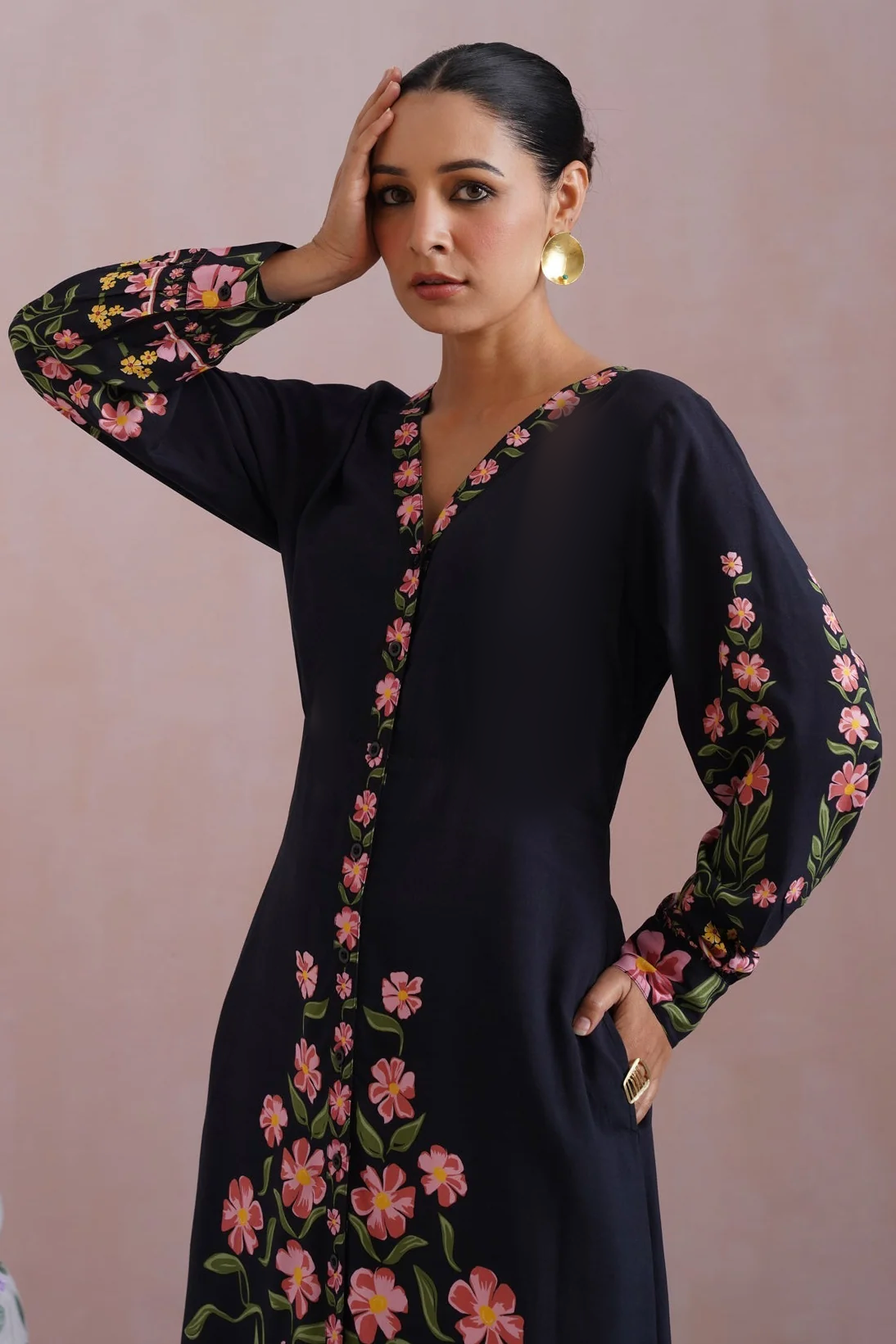 Black Floral Printed Maxi Dress