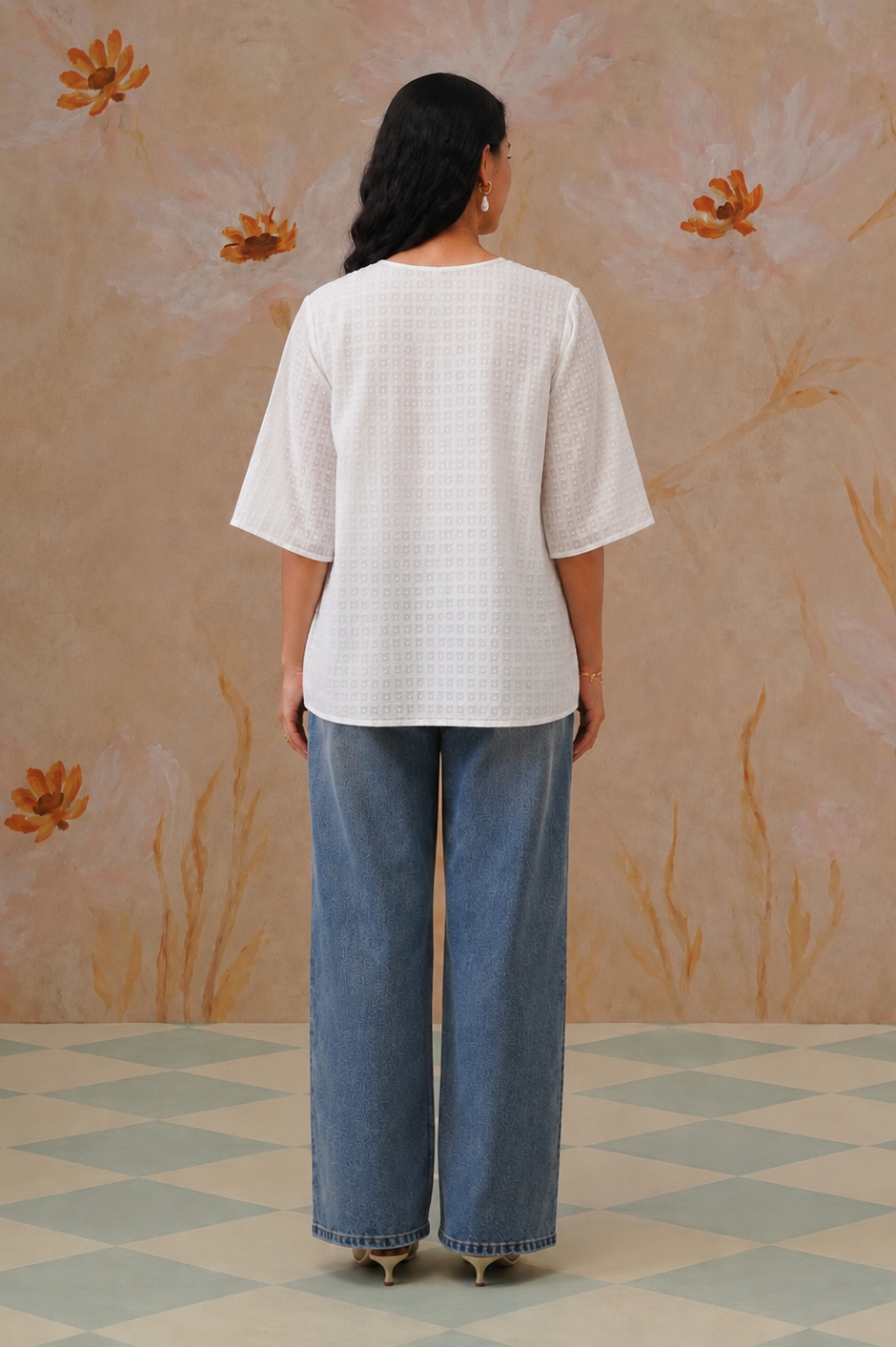 White Top with Pintukcs Detailing