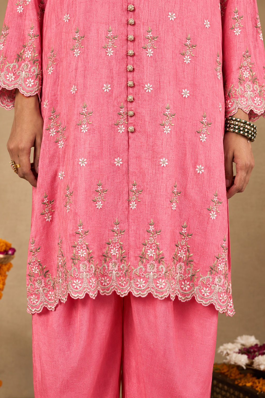Gulnaar Pink Embroidered Kurta Set With Dupatta