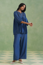 Blue Pinktucks Denim Co-ord Set Korah Stitch