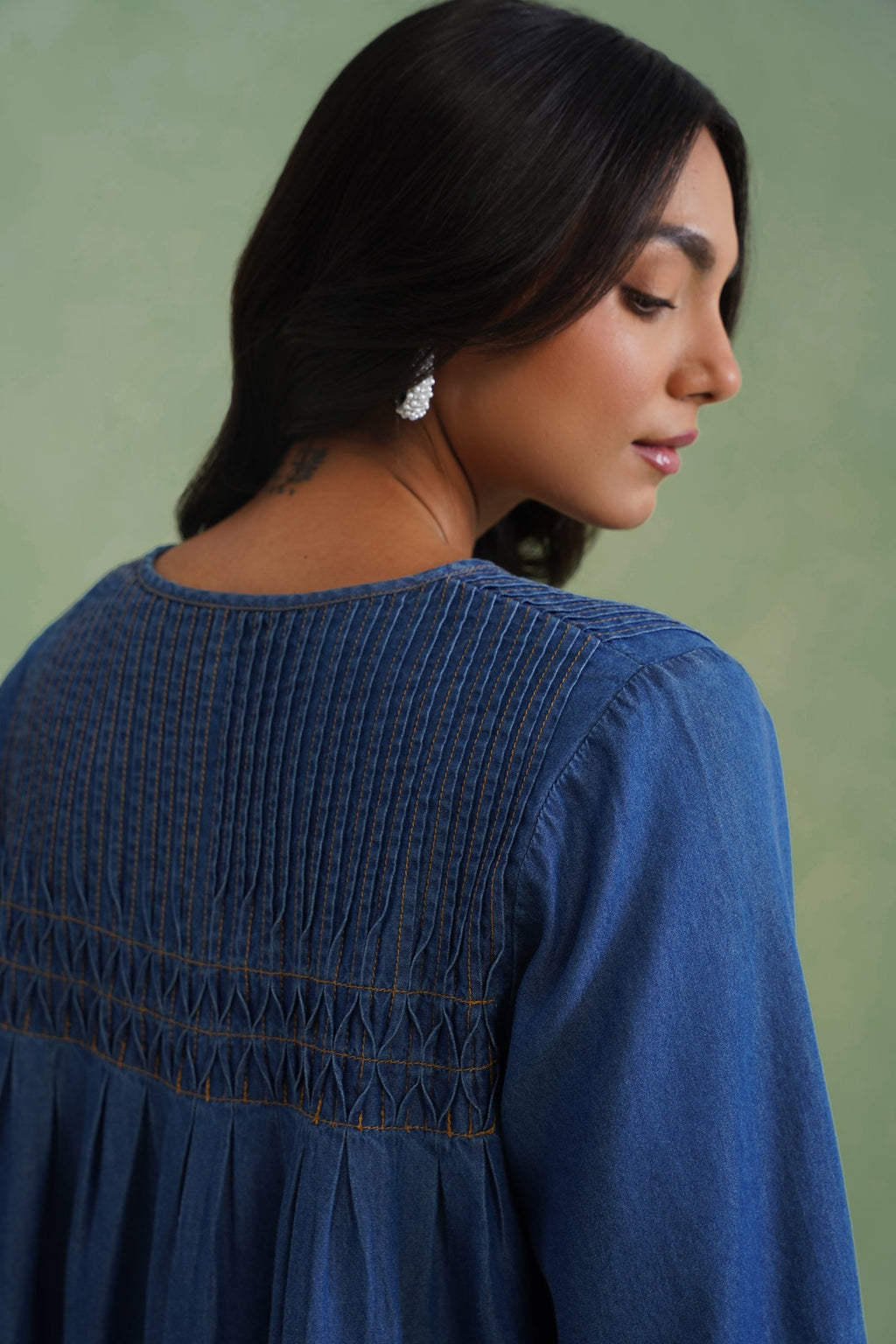 Blue Pinktucks Denim Co-ord Set Korah Stitch