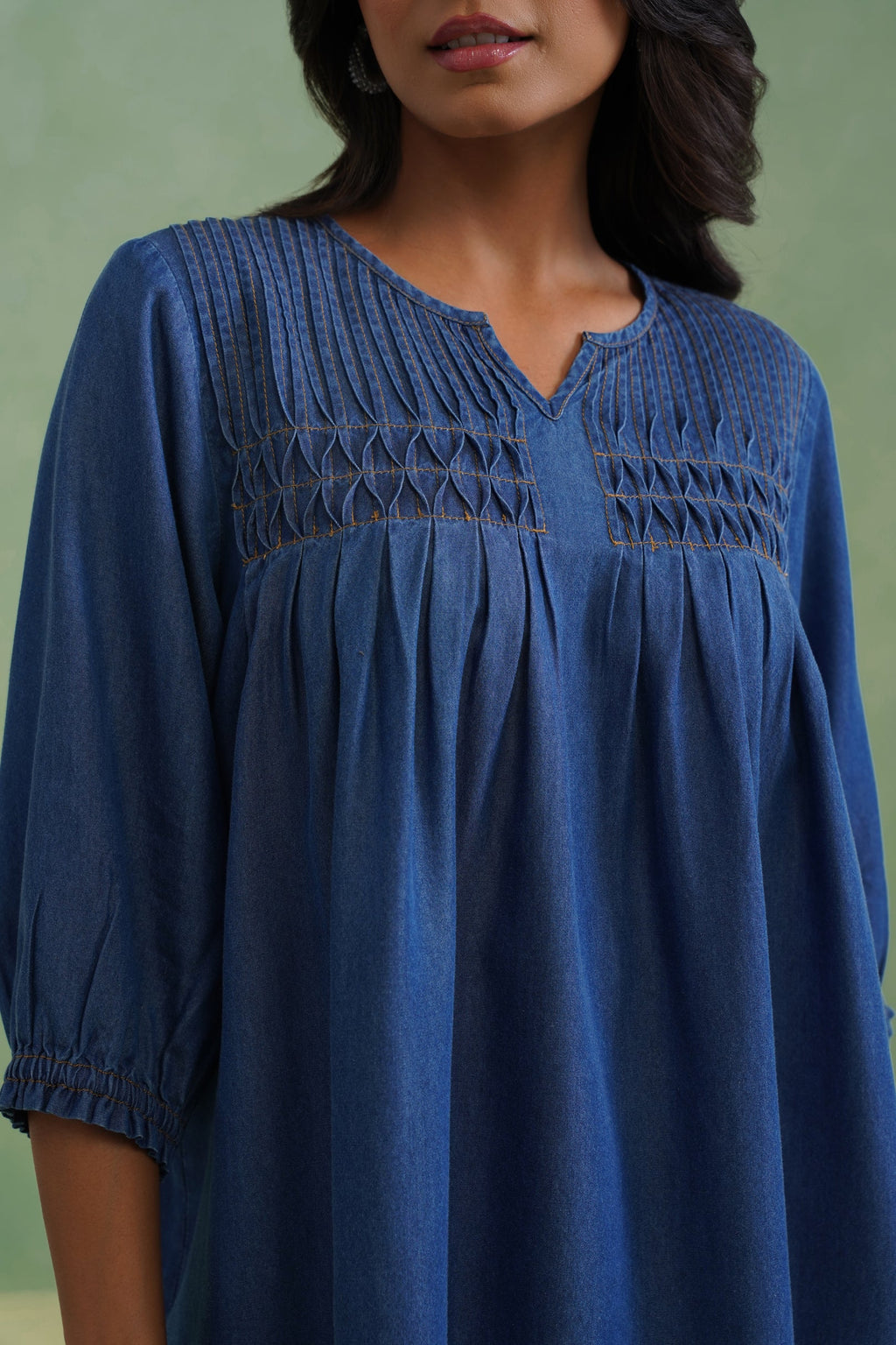 Blue Pinktucks Denim Co-ord Set Korah Stitch