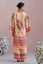 Blush Beige Floral Digital Placement Printed Kurta Set Korah Stitch