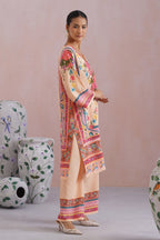 Blush Beige Floral Digital Placement Printed Kurta Set Korah Stitch