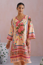 Blush Beige Floral Digital Placement Printed Kurta Set Korah Stitch