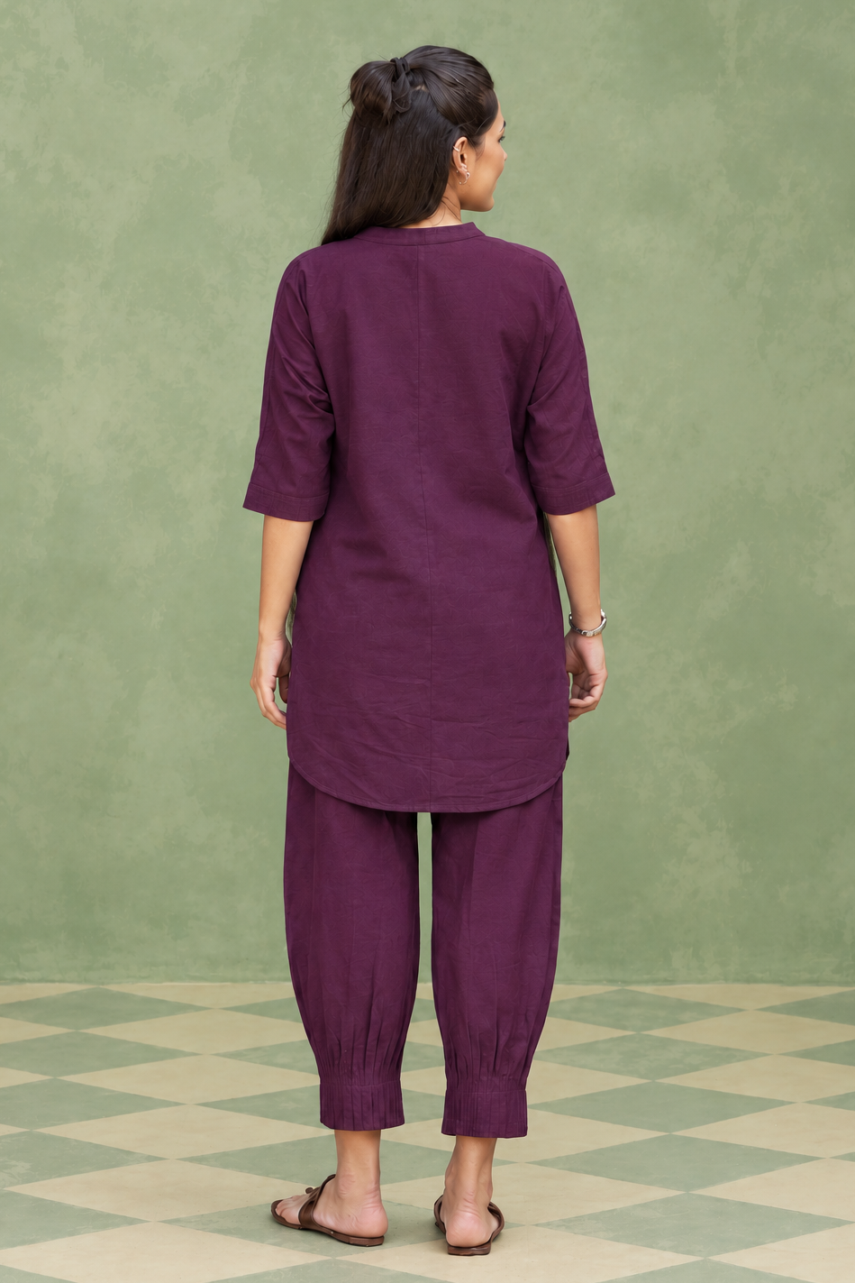 Plum Cotton Linen Co-ord Set
