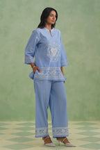 Chambray Embroidered Co-ord Set Korah Stitch