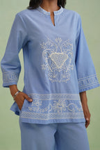 Chambray Embroidered Co-ord Set Korah Stitch