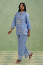 Chambray Embroidered Co-ord Set Korah Stitch