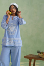 Chambray Embroidered Co-ord Set Korah Stitch