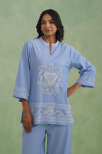 Chambray Embroidered Co-ord Set Korah Stitch