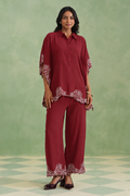 Mulberry Wine Bloom Kaftaan Co-ord Set