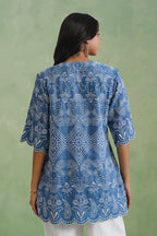 Denim Blue Broderie Scallop Top Korah Stitch