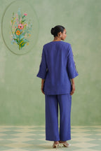 Dusty Lilac Blue Embroidered Co-ord Set Korah Stitch