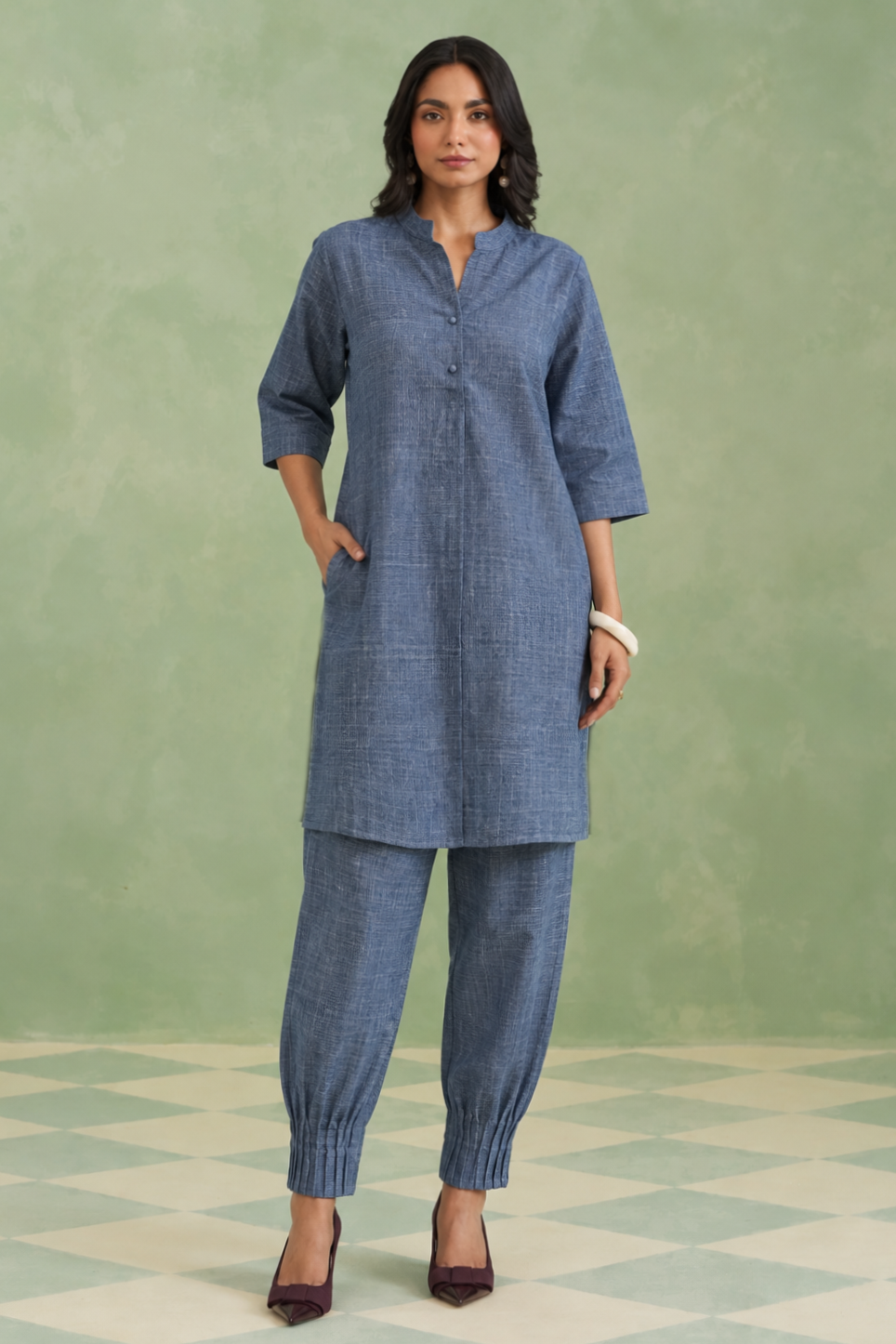 Indigo Denim Slub Co-ord Set
