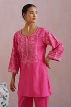 Fuchsia Pink Embroidered Co-Ord Set Korah Stitch