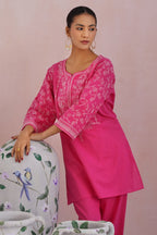 Fuchsia Pink Embroidered Co-Ord Set Korah Stitch