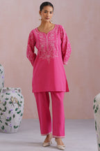 Fuchsia Pink Embroidered Co-Ord Set Korah Stitch