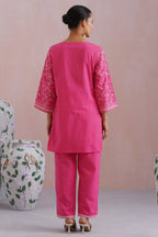 Fuchsia Pink Embroidered Co-Ord Set Korah Stitch