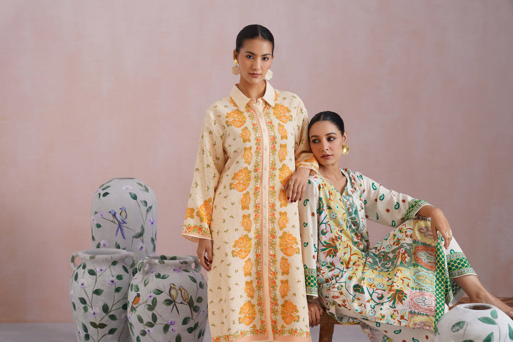 Heritage-Inspired Digital Placement Printed Kurta Set Korah Stitch