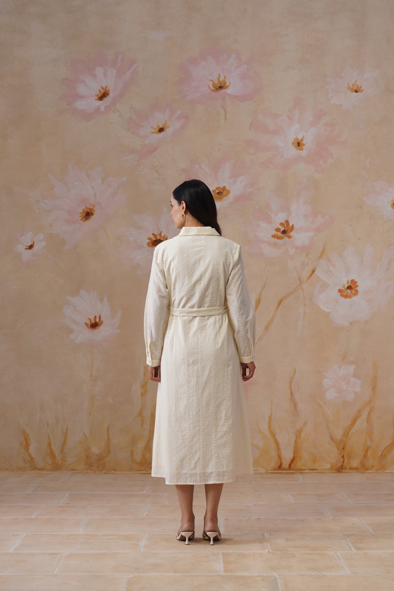 Pastel Yellow Broderie Midi Dress