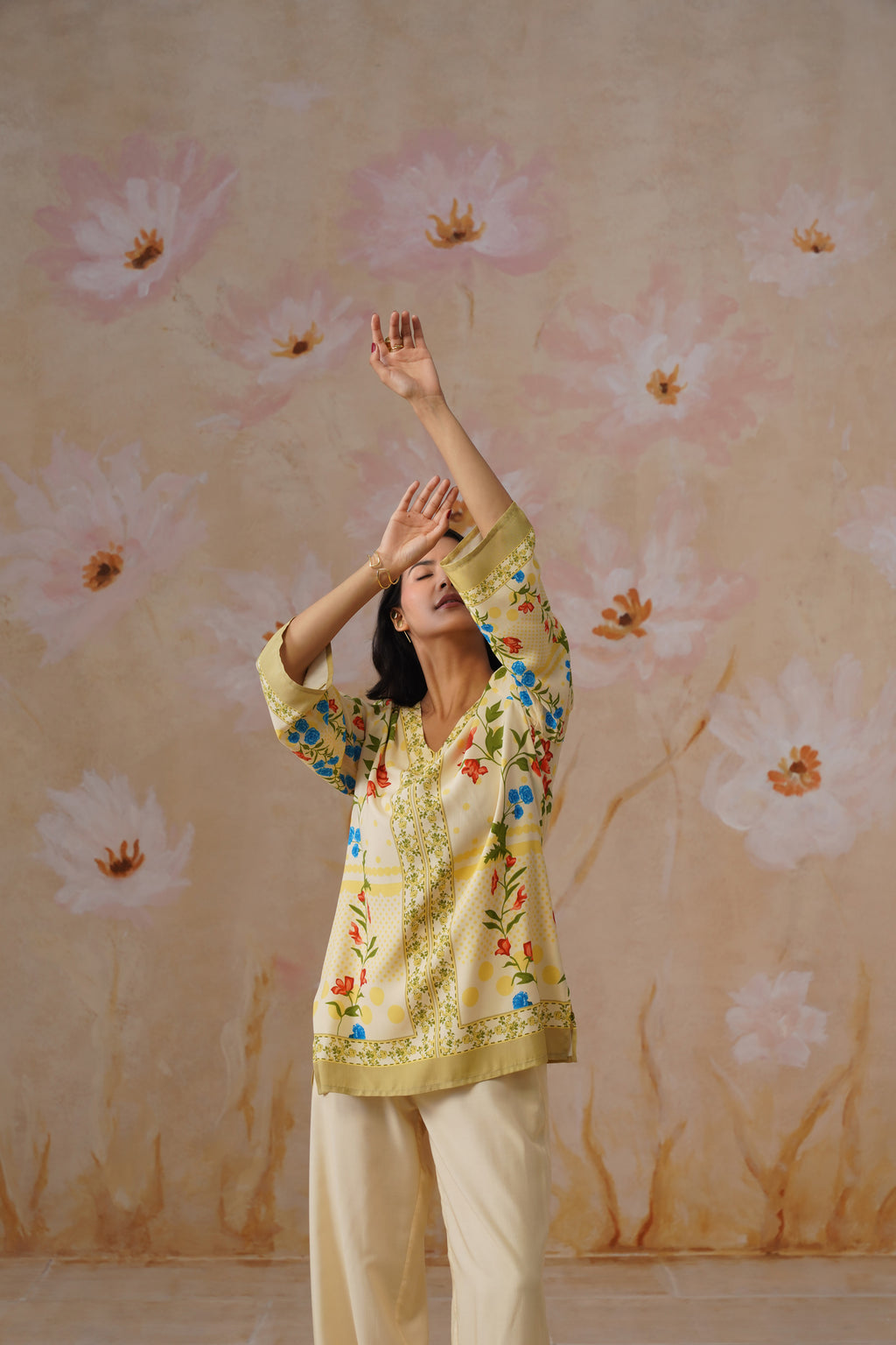 Yellow Botanical Digital Printed Co-Ord Set