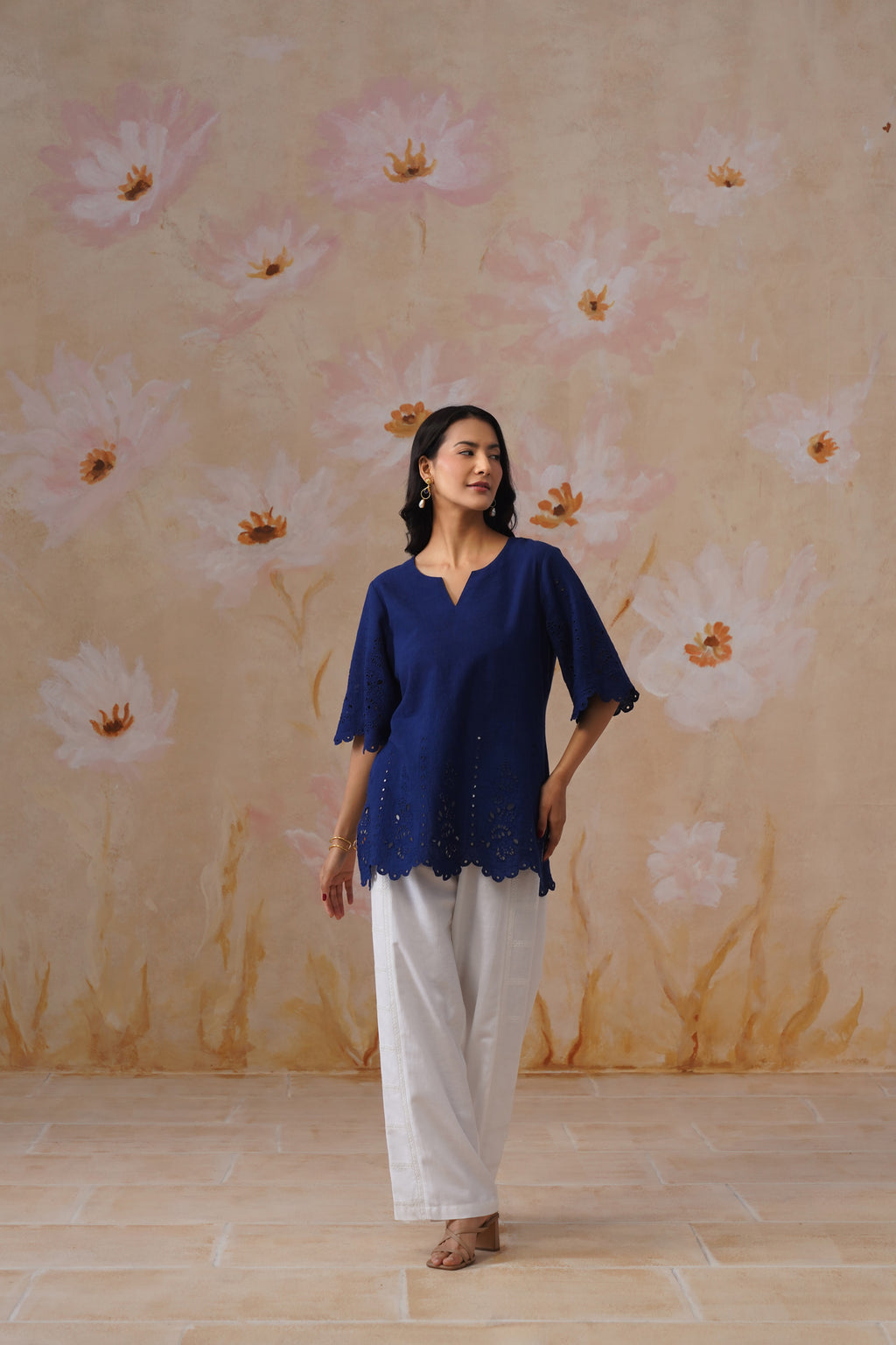 Navy Blue Broderie Tunic