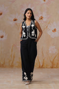 Midnight Noir Dori Embroidered Vest Set