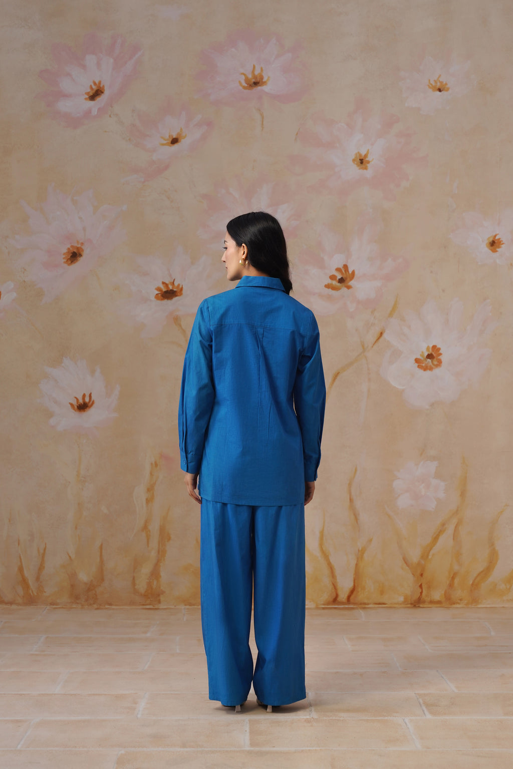 Royal Blue Abstract Dori Embroidery Co Ord Set