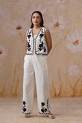 White & Noir Dori Embroidered Vest Set