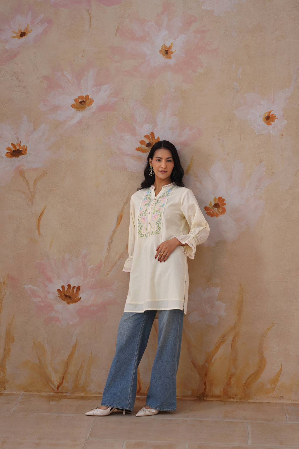 Pastel Yellow Embroidered Tunic