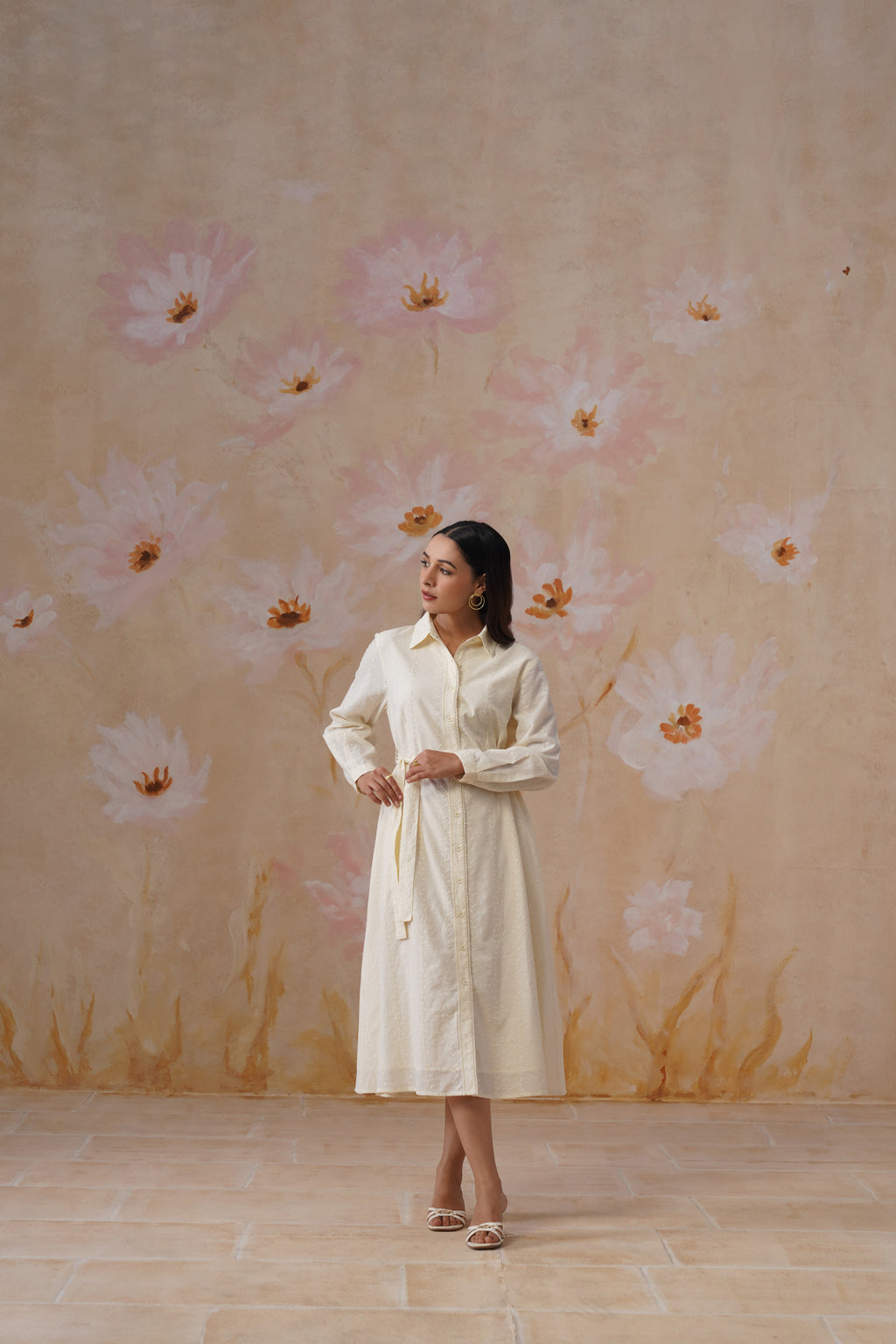 Pastel Yellow Broderie Midi Dress