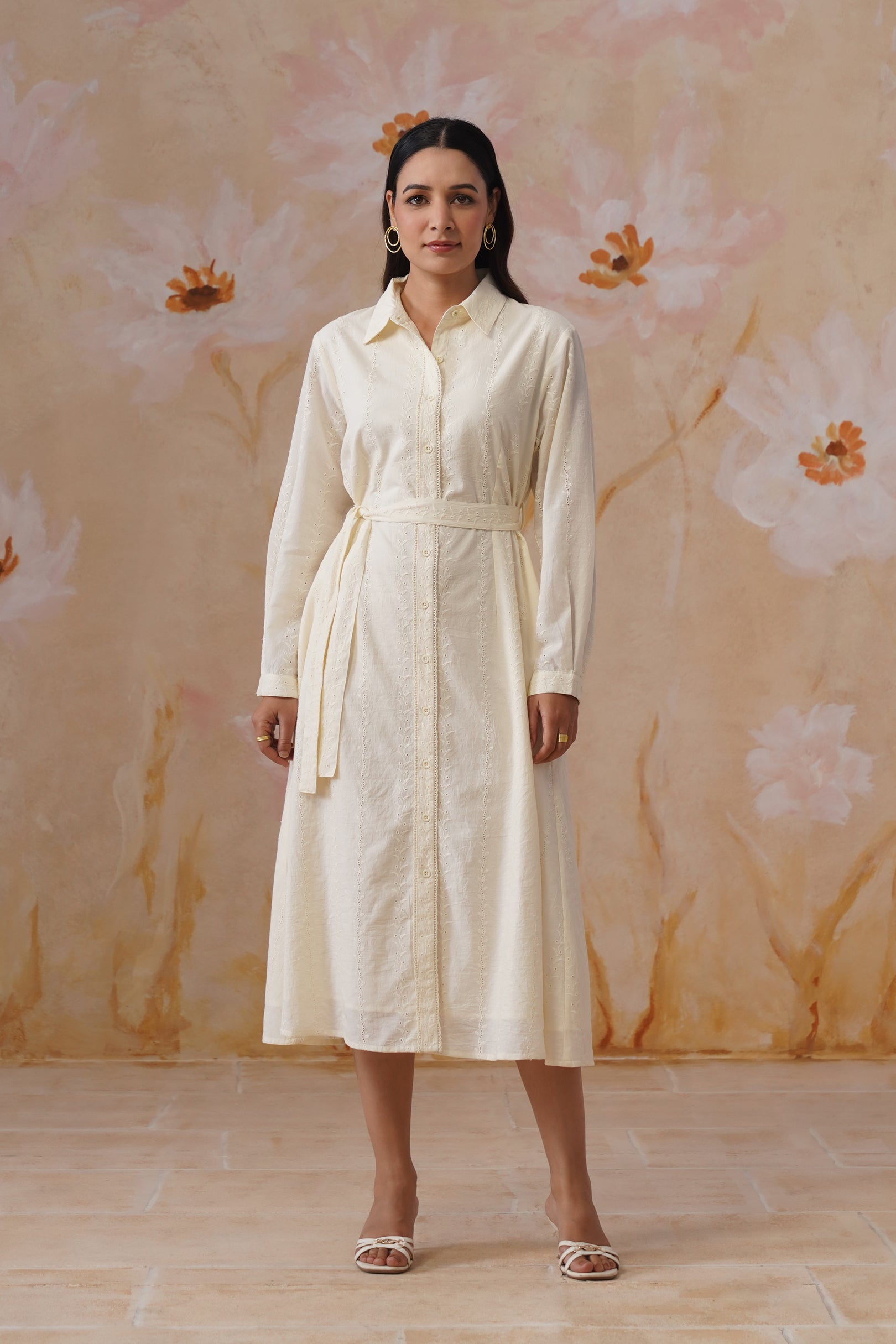 Pastel Yellow Broderie Midi Dress