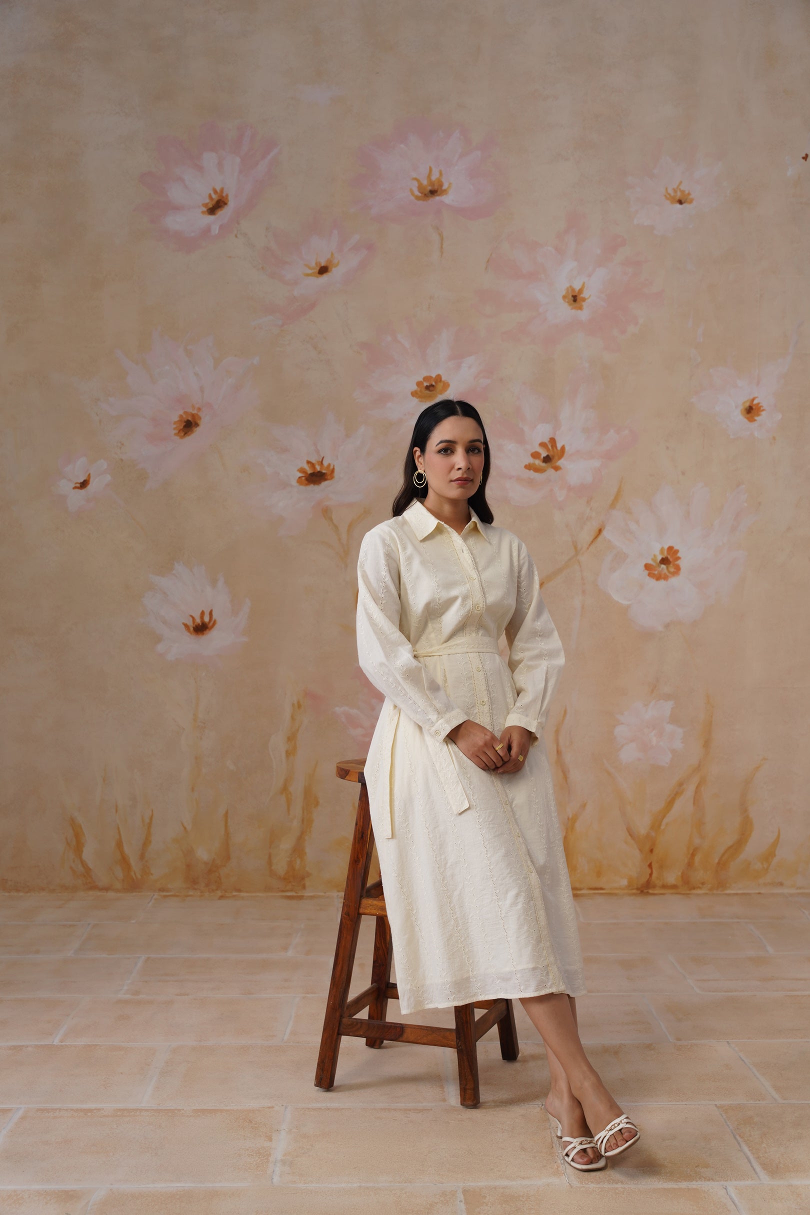 Pastel Yellow Broderie Midi Dress