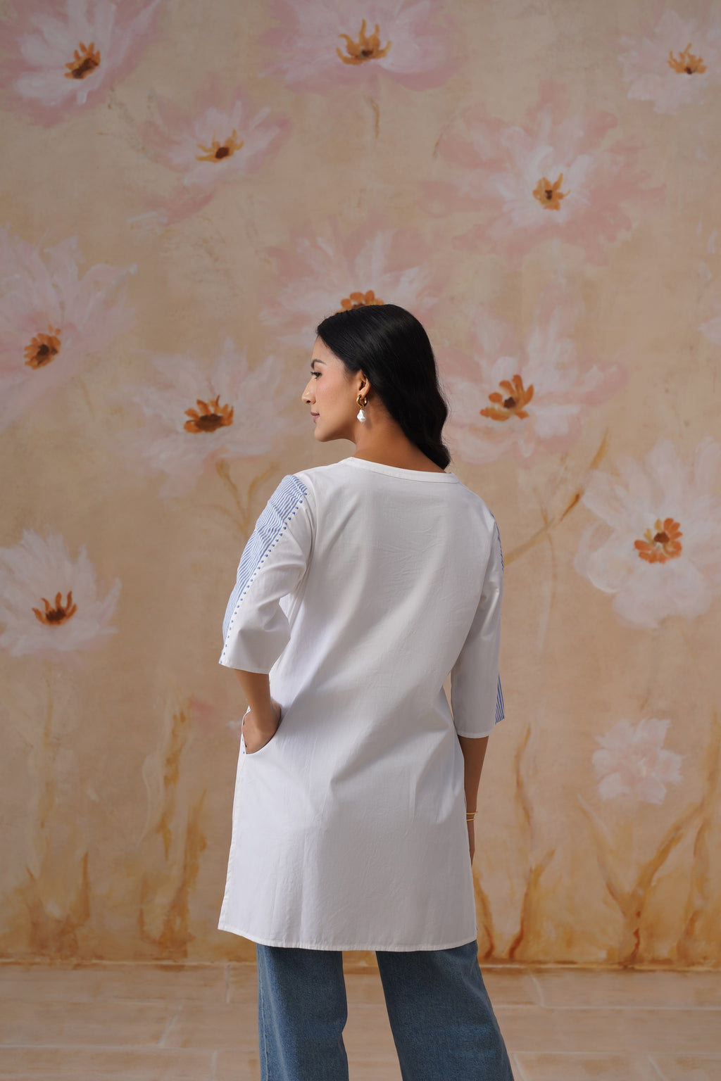 Azure Paneled Cotton Tunic