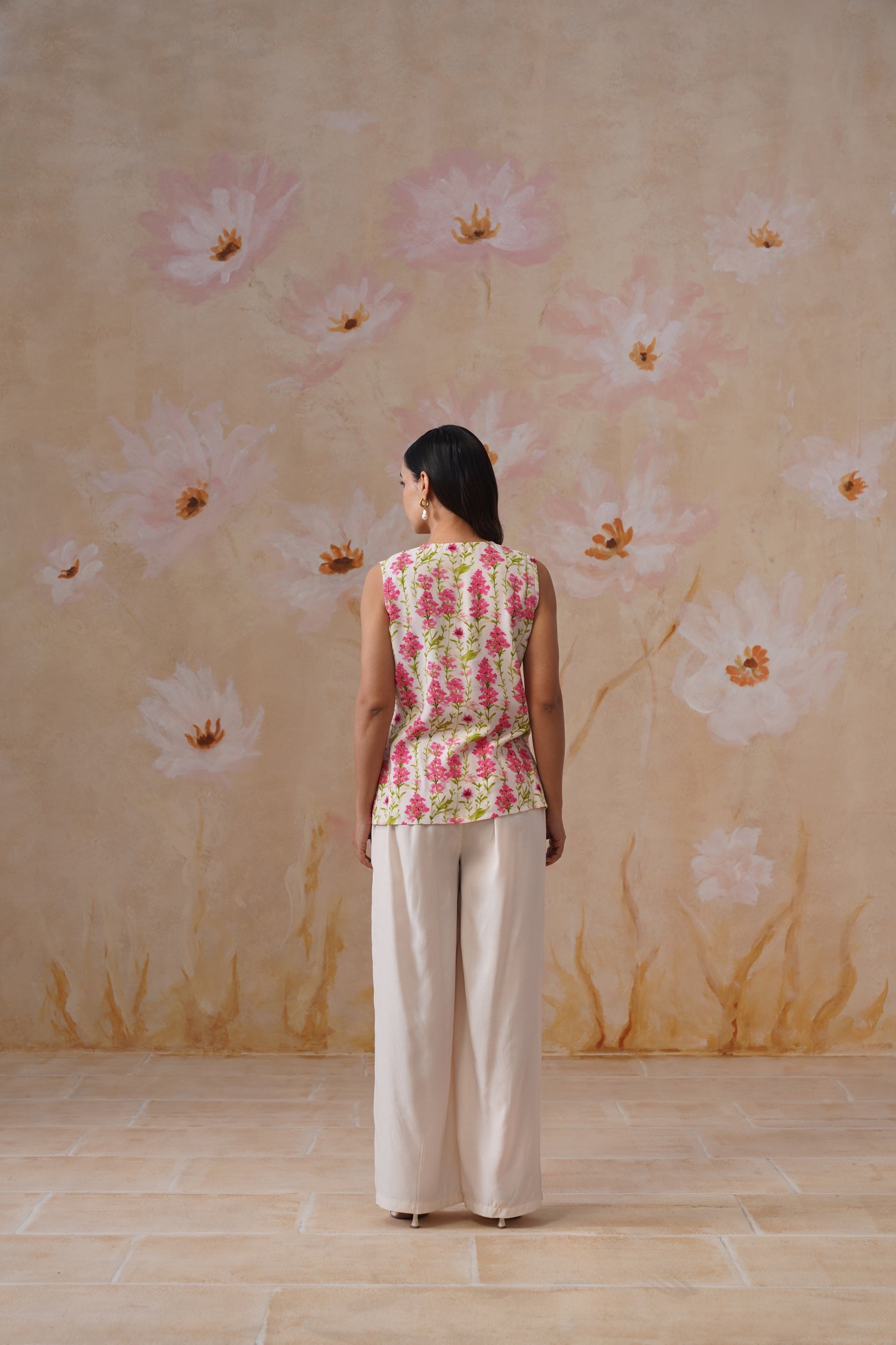 Watery Floral Digital Printed Vest Set