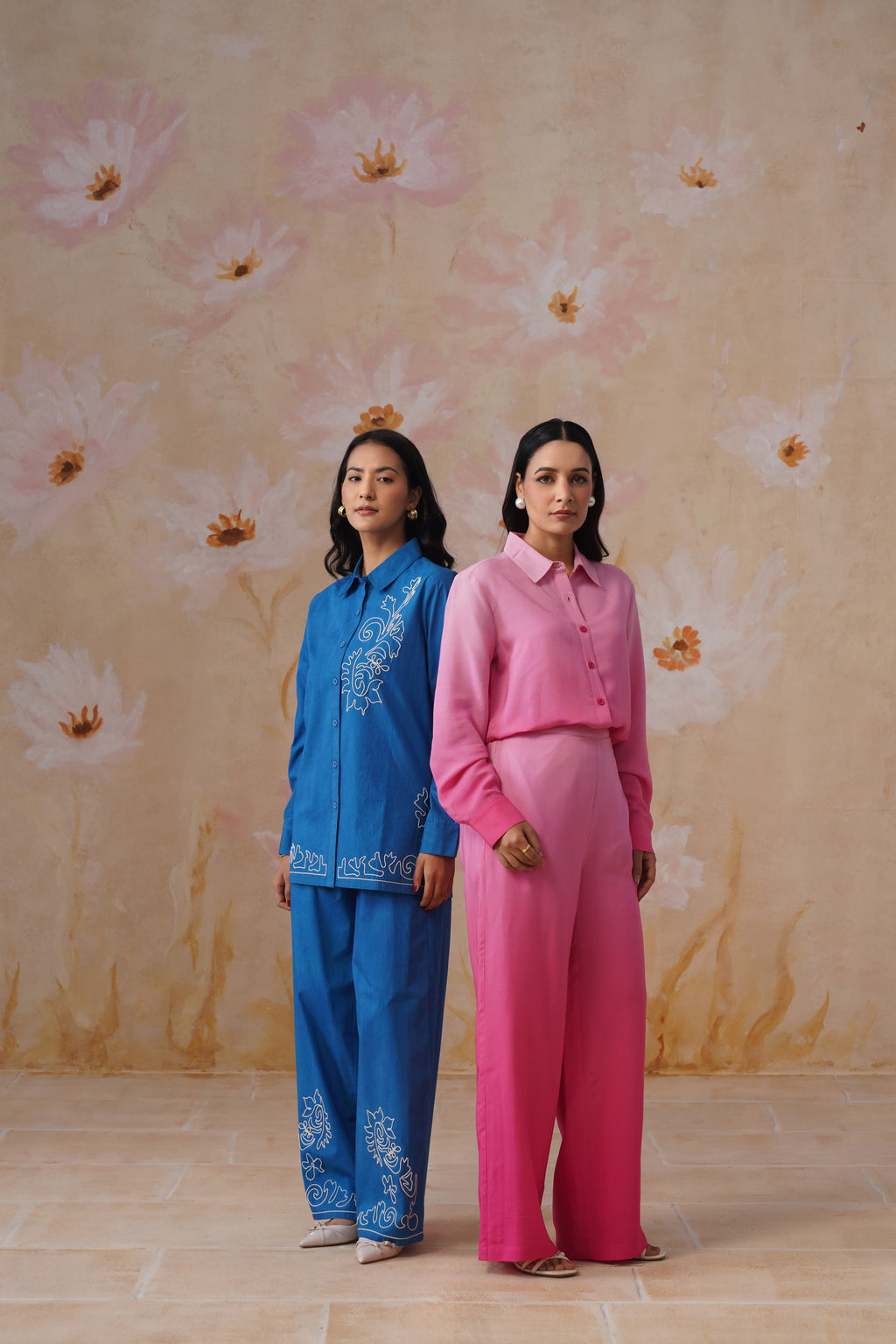 Royal Blue Abstract Dori Embroidery Co Ord Set