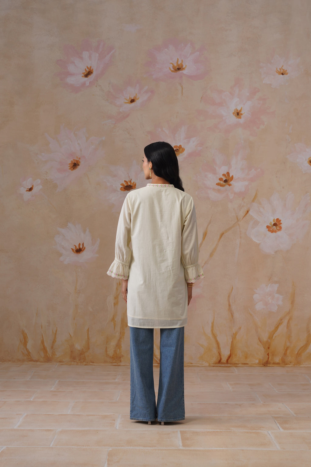 Pastel Yellow Embroidered Tunic