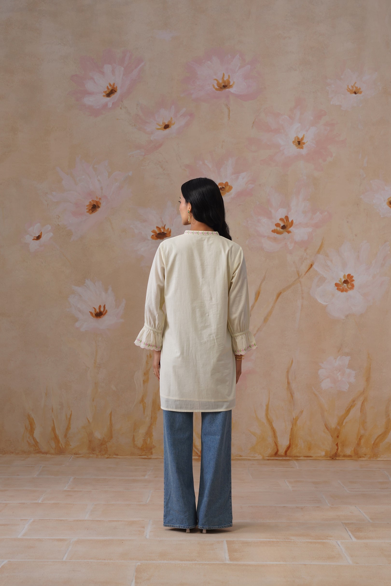 Pastel Yellow Embroidered Tunic