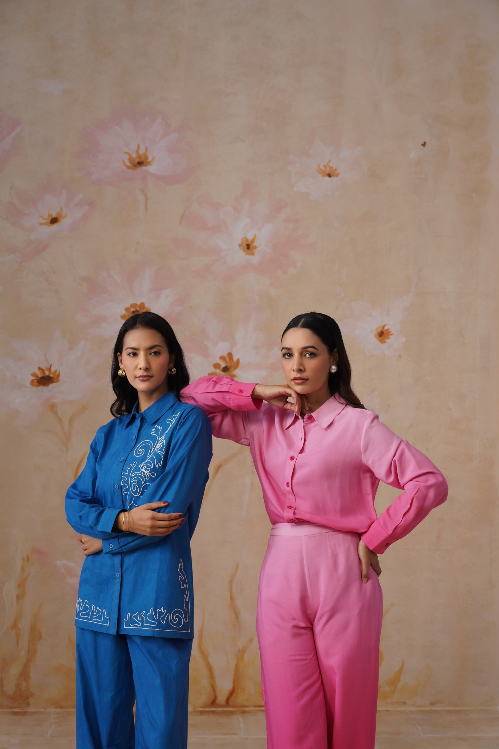 Royal Blue Abstract Dori Embroidery Co Ord Set