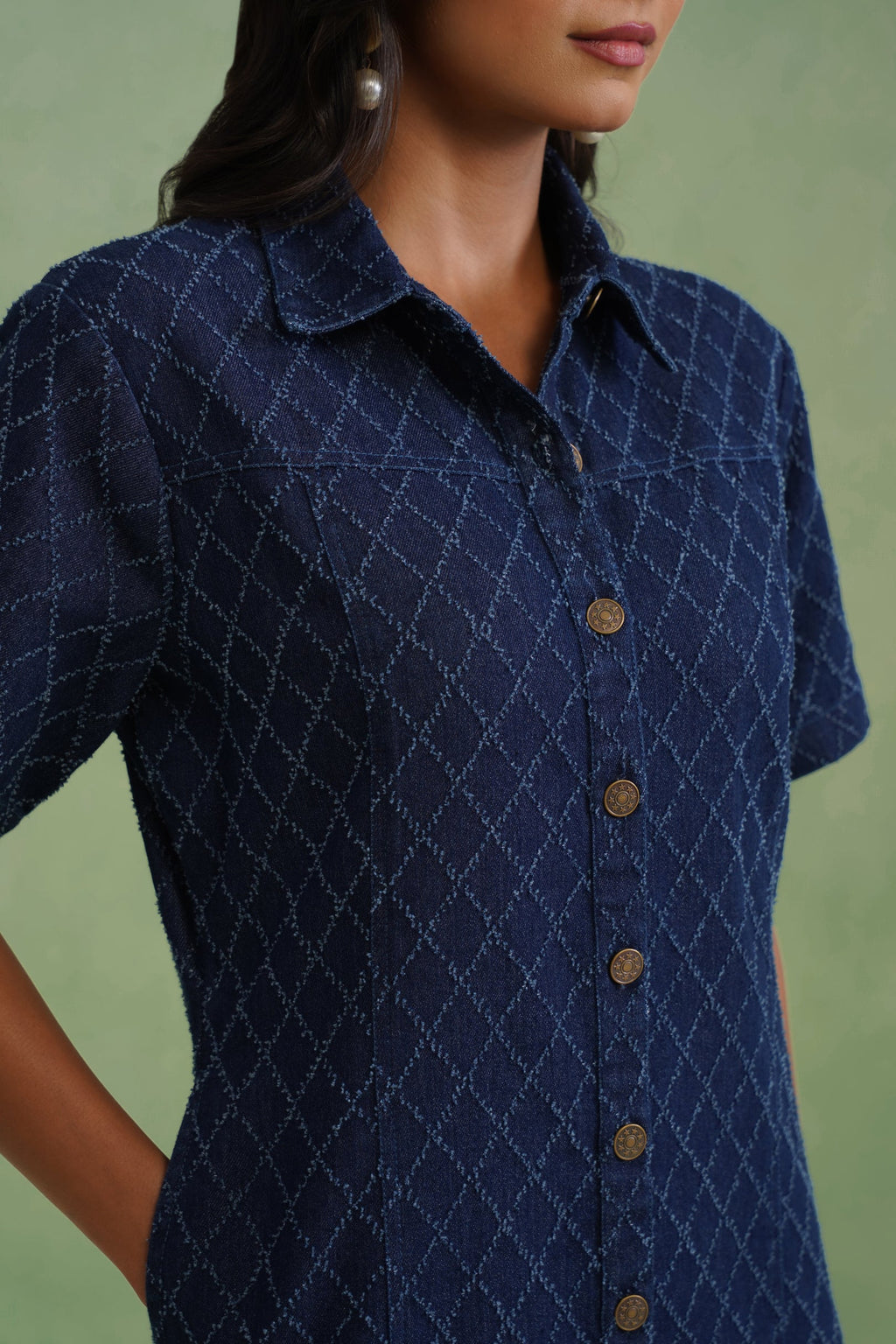 Indigo Denim Mini Shirt Dress Korah Stitch