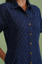 Indigo Denim Mini Shirt Dress Korah Stitch